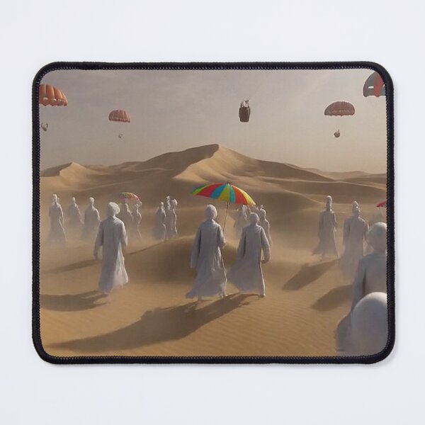 Item preview, Surreal Desert Pilgrimage – Rainbow Umbrellas and Floating Parachutes Dreamscape designed and sold by MFMart.