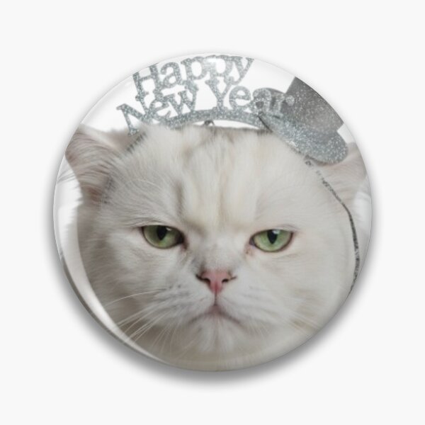 Item preview, Grumpy White Cat Happy New Year | Funny Sarcastic Pet Art designed and sold by Rosuma Designs.