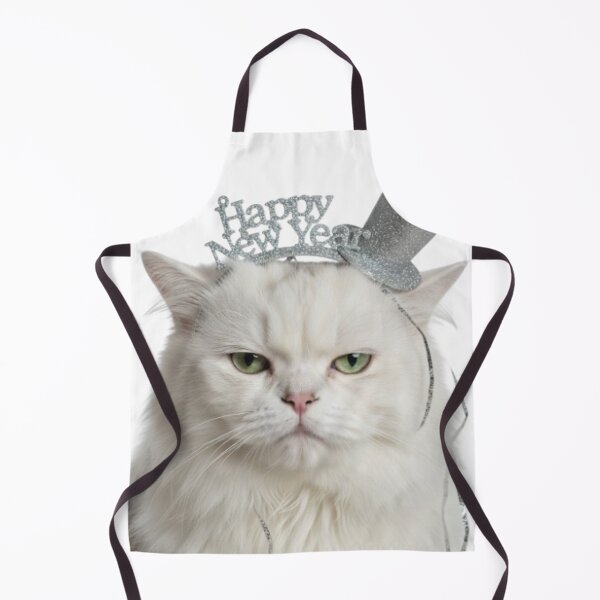 Item preview, Grumpy White Cat Happy New Year | Funny Sarcastic Pet Art designed and sold by Rosuma Designs.