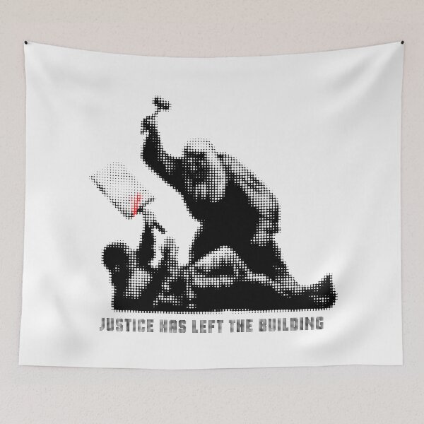Item preview, JUSTICE HAS LEFT THE BUILDING. THE ROYAL COURTS OF JUSTICE- BANKSY. designed and sold by 5hertz.