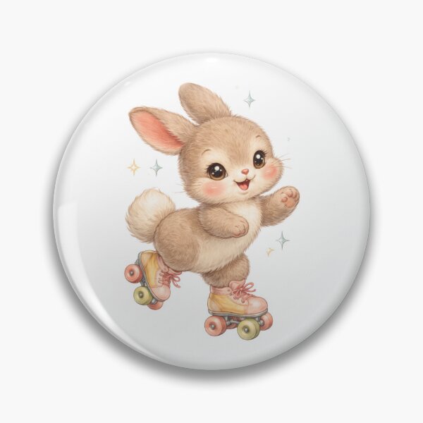 Artikelvorschau, Niedliches Häschen auf Rollschuhen – Pastellfarbene Babycore-Kinderzimmerillustration, Kawaii-Bilderbuchkunst entworfen und verkauft von SirensSageStone.