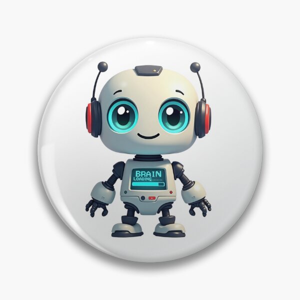 Item preview, Brain Loading Cute Robot designed and sold by Craftifik ..