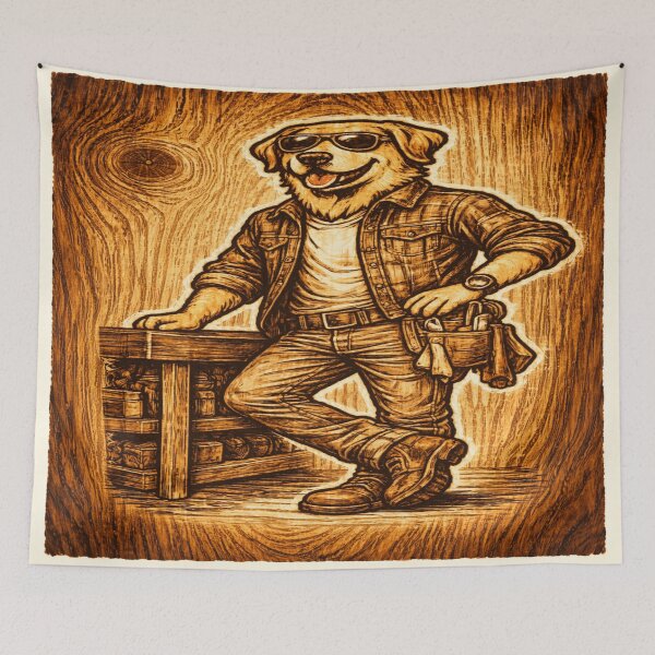 Item preview, Labrador Dad Carpenter Woodcraft Art designed and sold by PawPrintCustom.