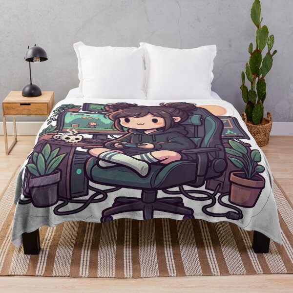 Item preview, Cozy Goth Gamer Girl Stickman Lo-Fi Desk Setup Aesthetic designed and sold by StickyGuys.