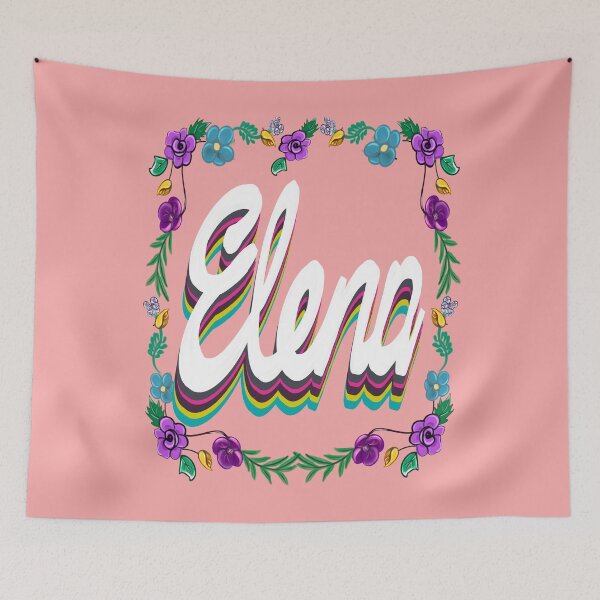 Item preview, Elena name personalised name in white with floral border designed and sold by Artonmytee.