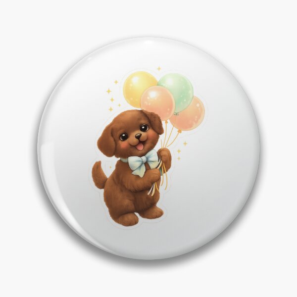 Item preview, Cute Puppy with Balloons – Babycore Pastel Nursery Illustration, Kawaii Dog Art designed and sold by SirensSageStone.