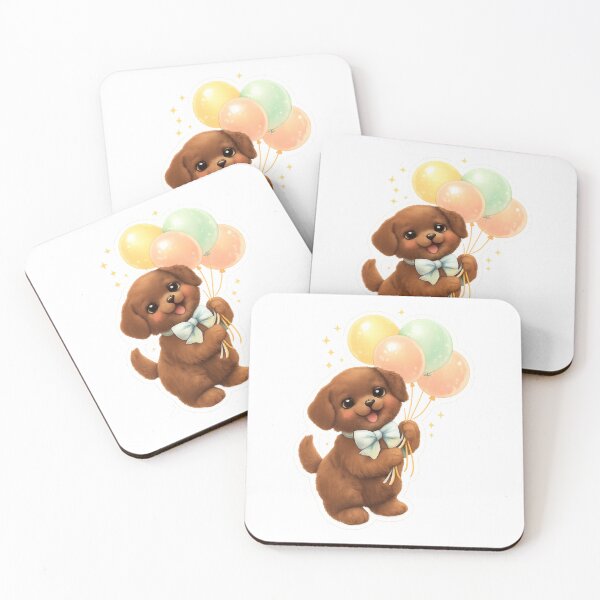 Item preview, Cute Puppy with Balloons – Babycore Pastel Nursery Illustration, Kawaii Dog Art designed and sold by SirensSageStone.