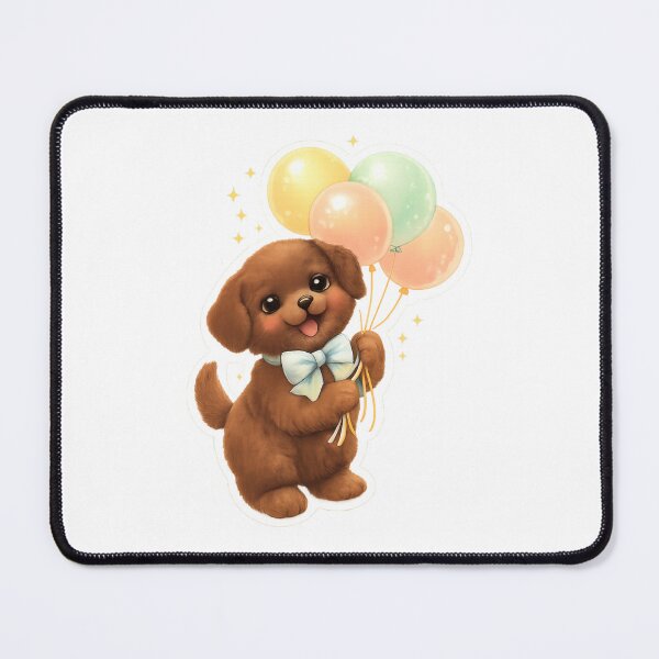 Item preview, Cute Puppy with Balloons – Babycore Pastel Nursery Illustration, Kawaii Dog Art designed and sold by SirensSageStone.