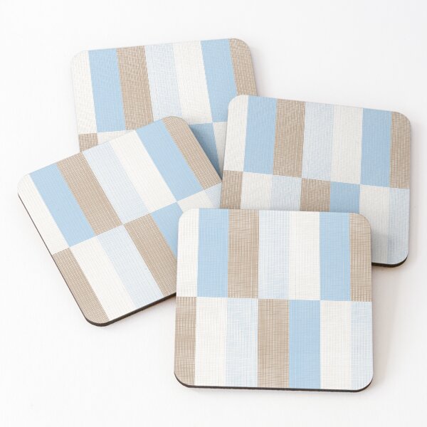 Item preview, Minimalist Geometric Woven Long Check Pattern in Ice Blue and Light Brown Tones designed and sold by kierkegaard.