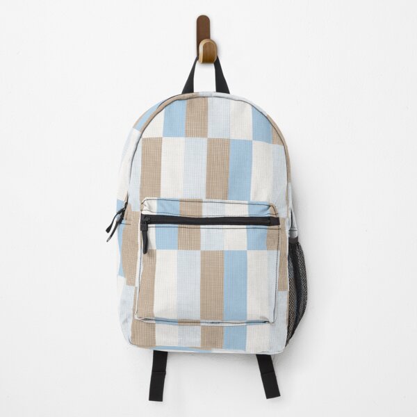 Item preview, Minimalist Geometric Woven Long Check Pattern in Ice Blue and Light Brown Tones designed and sold by kierkegaard.