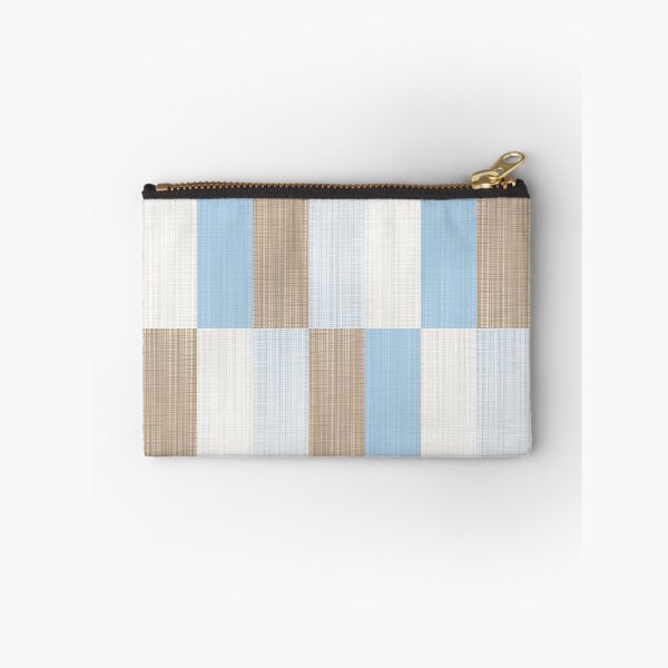 Item preview, Minimalist Geometric Woven Long Check Pattern in Ice Blue and Light Brown Tones designed and sold by kierkegaard.