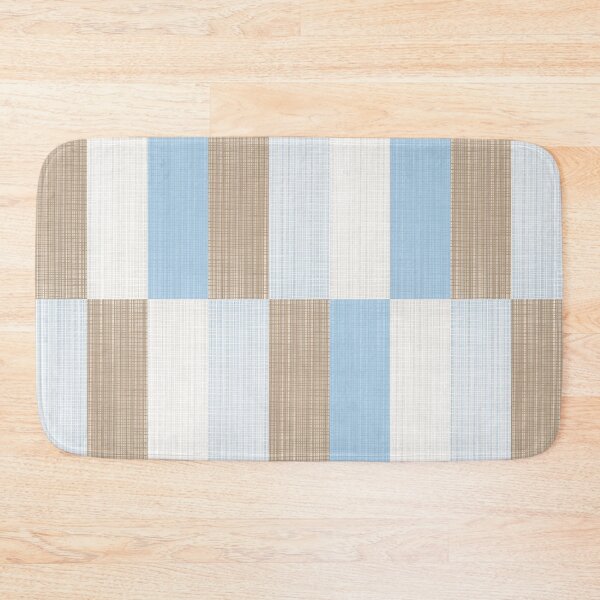 Item preview, Minimalist Geometric Woven Long Check Pattern in Ice Blue and Light Brown Tones designed and sold by kierkegaard.