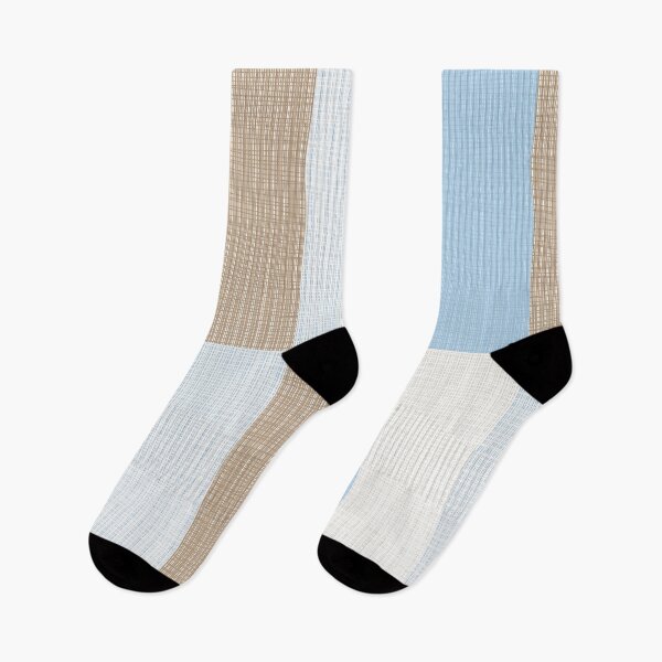 Item preview, Minimalist Geometric Woven Long Check Pattern in Ice Blue and Light Brown Tones designed and sold by kierkegaard.