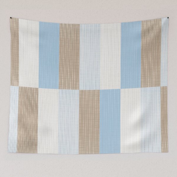 Item preview, Minimalist Geometric Woven Long Check Pattern in Ice Blue and Light Brown Tones designed and sold by kierkegaard.