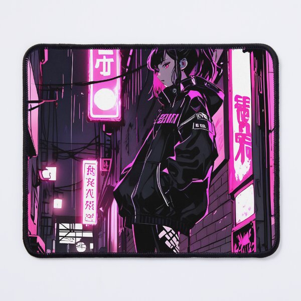 Item preview, NEON: Monochrome Magenta Neon Alleyway Stance | Cute Cyberpunk Anime Girl designed and sold by Sytrics.