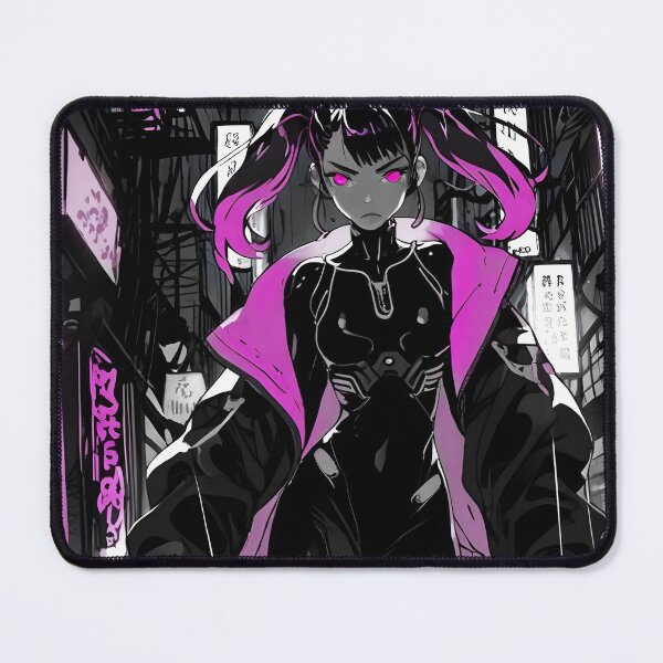 Item preview, NEON: Monochrome Magenta Bodysuit Alley Walk | Cute Cyberpunk Anime Girl designed and sold by Sytrics.