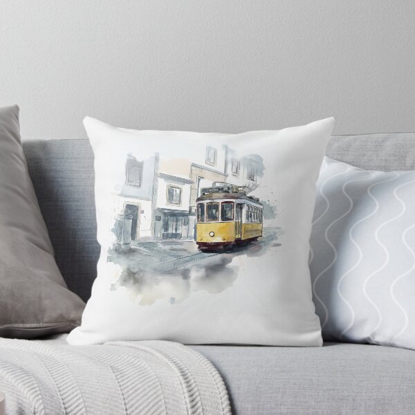 Item preview, Lisbon Tram – Classic City Life in Watercolor Style designed and sold by clausbjoern.