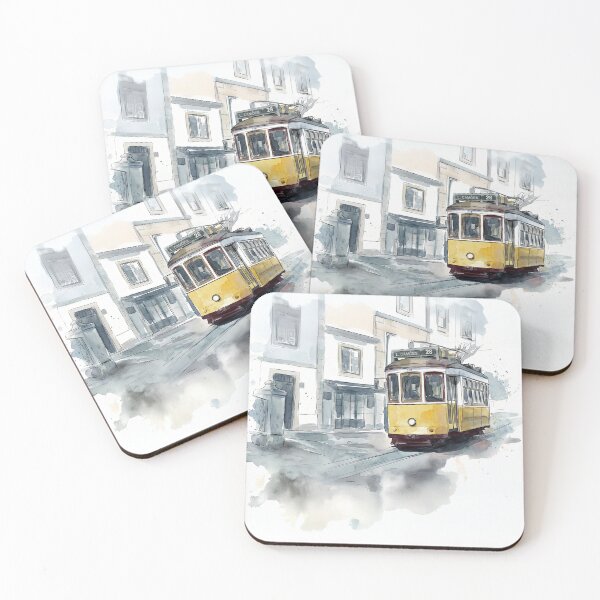 Item preview, Lisbon Tram – Classic City Life in Watercolor Style designed and sold by clausbjoern.