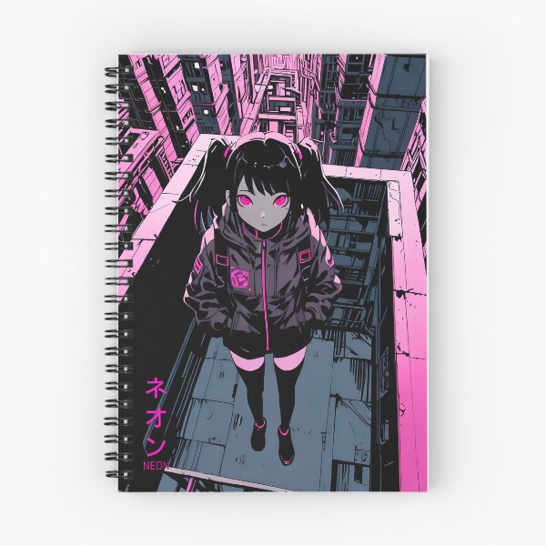 Item preview, NEON: Monochrome Urban Chasm Overlook | Cute Cyberpunk Anime Girl designed and sold by Sytrics.
