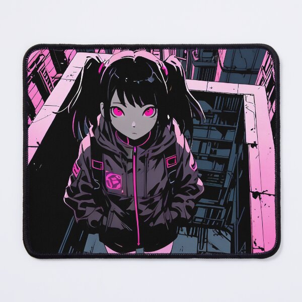 Item preview, NEON: Monochrome Urban Chasm Overlook | Cute Cyberpunk Anime Girl designed and sold by Sytrics.