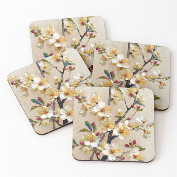 Item preview, Golden Cherry Blossoms on Beige Background, Elegant Contemporary Art designed and sold by daila70.