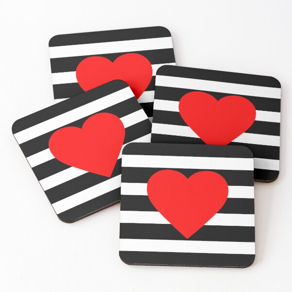 Item preview, Black and White Stripes with Red Heart – Minimal Valentine Art designed and sold by InFrameVision.
