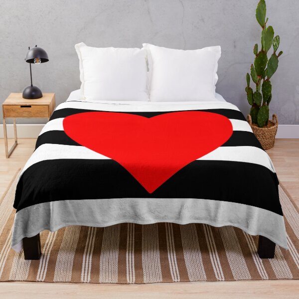 Item preview, Black and White Stripes with Red Heart – Minimal Valentine Art designed and sold by InFrameVision.