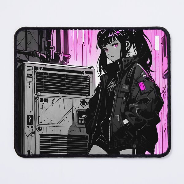 Item preview, NEON: Monochrome Industrial Server Lean | Cute Cyberpunk Anime Girl designed and sold by Sytrics.