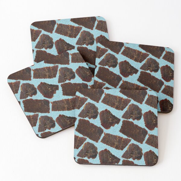 Item preview, Beef Jerky seamless pattern on Blue designed and sold by Paintbrushbetty.