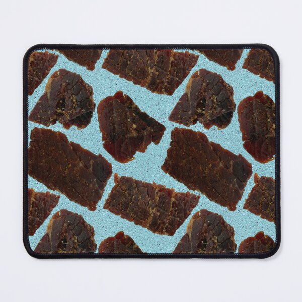 Item preview, Beef Jerky seamless pattern on Blue designed and sold by Paintbrushbetty.