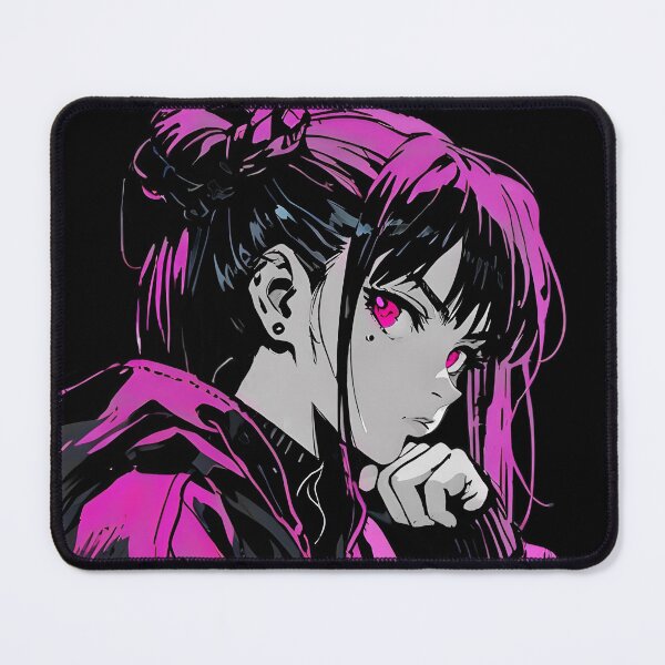 Item preview, NEON: Monochrome Magenta Profile Reflection | Cute Cyberpunk Anime Girl designed and sold by Sytrics.