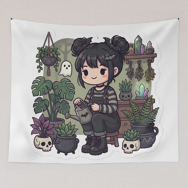 Item preview, Cute Goth Plant Mom Witchy Gardener Skull Planters Indoor Jungle Aesthetic designed and sold by StickyGuys.
