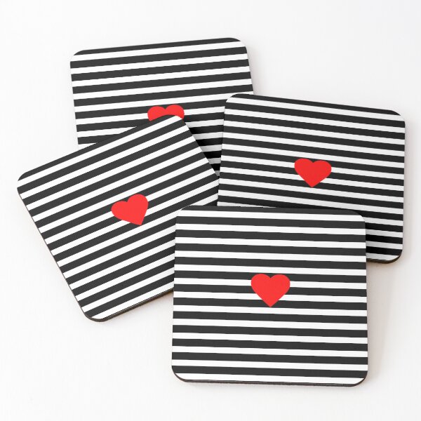 Item preview, Fine Black and White Stripes with Small Red Heart – Minimal Valentine Design designed and sold by InFrameVision.
