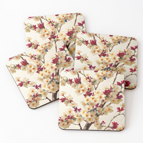 Item preview, Cream and Red Cherry Blossoms, Elegant Contemporary Art designed and sold by daila70.