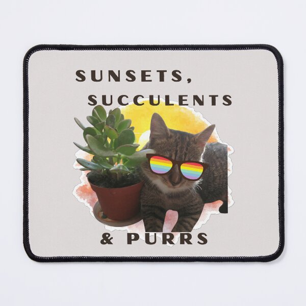 Item preview, Sunsets Succulents and Purrs Aesthetic Tabby Cat and Plant designed and sold by Pukisdaizi.