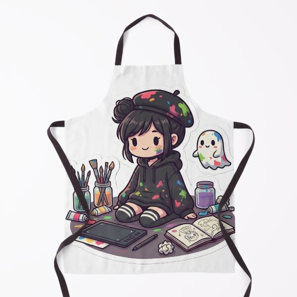 Item preview, Cute Goth Artist Girl Messy Paint Creative Chaos Aesthetic designed and sold by StickyGuys.