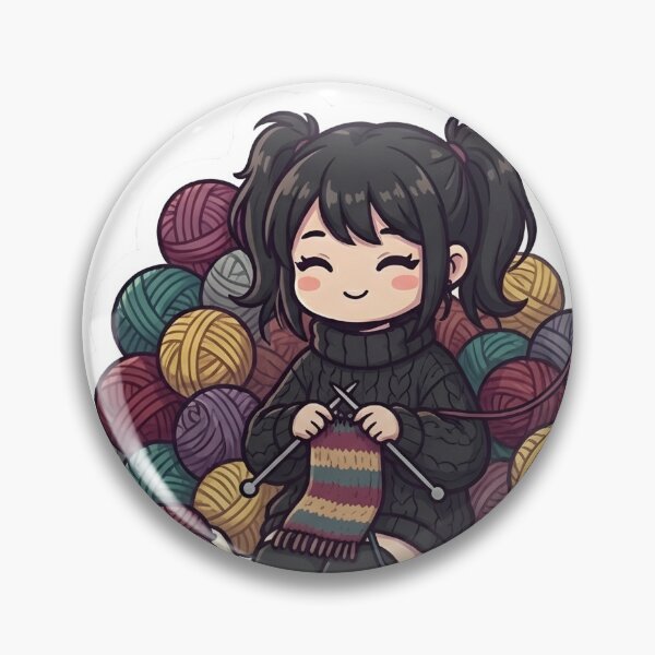 Item preview, Cute Goth Knitter Girl Yarn Hoarder Cozy Crochet Fiber Arts Aesthetic designed and sold by StickyGuys.