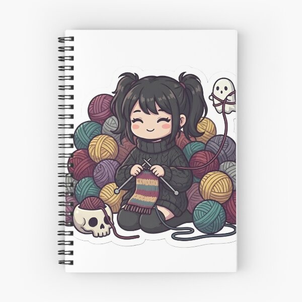 Item preview, Cute Goth Knitter Girl Yarn Hoarder Cozy Crochet Fiber Arts Aesthetic designed and sold by StickyGuys.