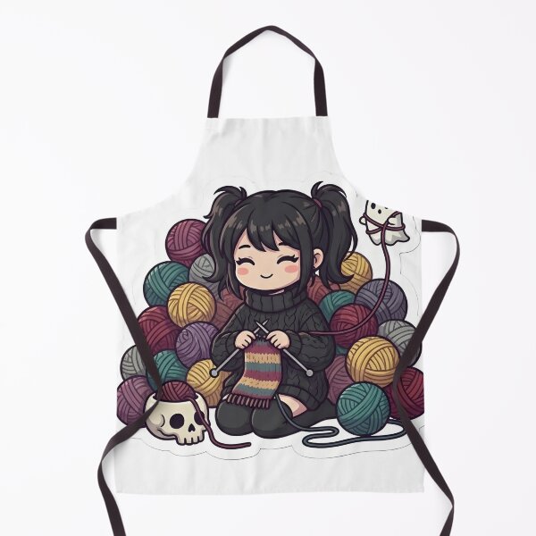 Item preview, Cute Goth Knitter Girl Yarn Hoarder Cozy Crochet Fiber Arts Aesthetic designed and sold by StickyGuys.