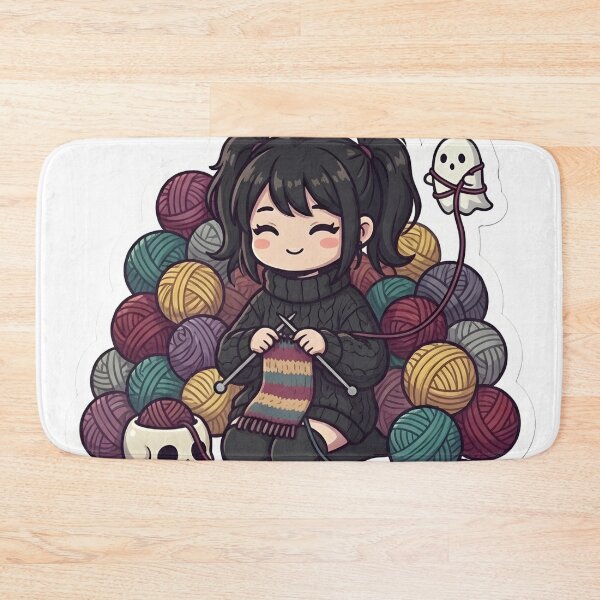 Item preview, Cute Goth Knitter Girl Yarn Hoarder Cozy Crochet Fiber Arts Aesthetic designed and sold by StickyGuys.