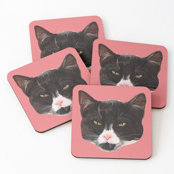 Item preview, Cute Black and White Tuxedo Cat Portrait  designed and sold by Deborah Camp.
