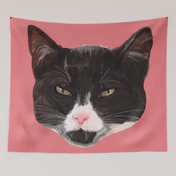 Item preview, Cute Black and White Tuxedo Cat Portrait  designed and sold by Deborah Camp.