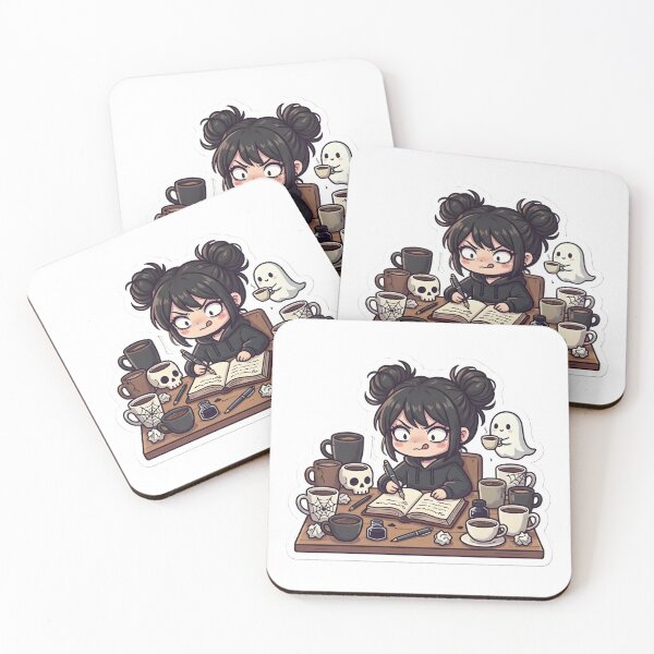Item preview, Cute Goth Girl Caffeine Addict Writing Journal Cozy Dark Aesthetic designed and sold by StickyGuys.
