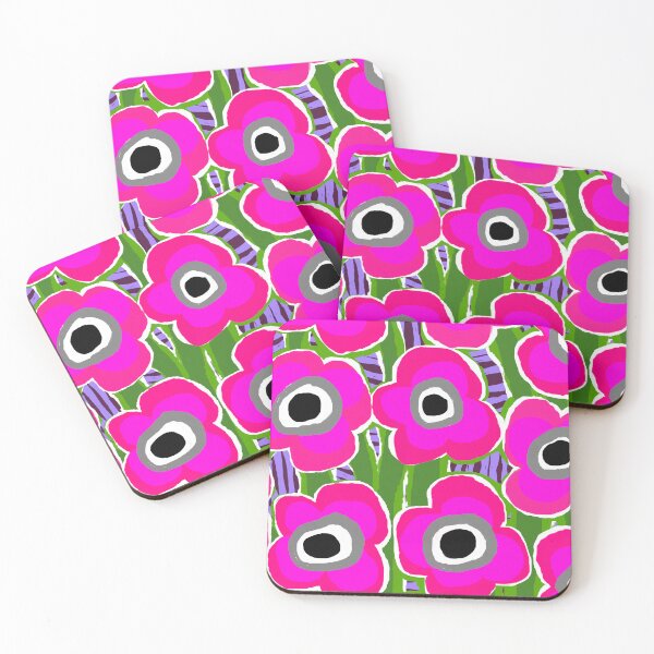 Item preview, Big Bold Modern Maxi Flowers in Neon Pink and Green designed and sold by Deutschic.