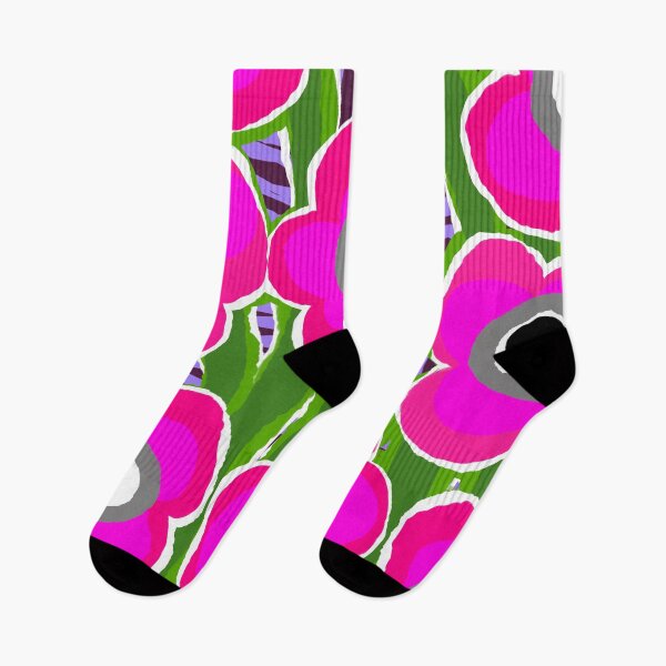 Item preview, Big Bold Modern Maxi Flowers in Neon Pink and Green designed and sold by Deutschic.