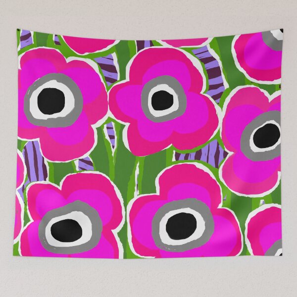 Item preview, Big Bold Modern Maxi Flowers in Neon Pink and Green designed and sold by Deutschic.