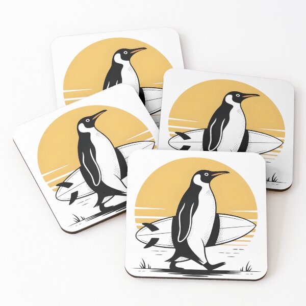 Item preview, Women's Penguin Surfer at Sunset, Funny Surfing Retro Animal Art designed and sold by faridman.
