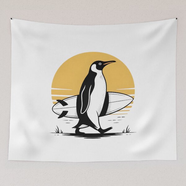 Item preview, Women's Penguin Surfer at Sunset, Funny Surfing Retro Animal Art designed and sold by faridman.