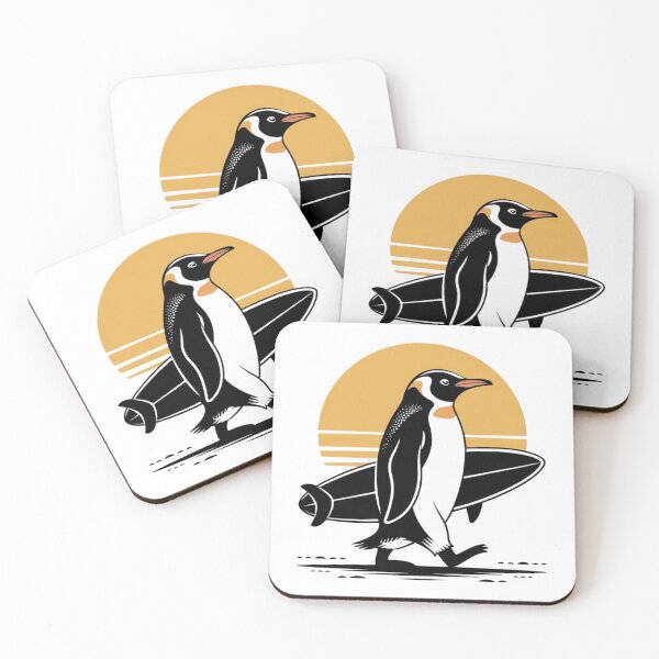 Item preview, Women's Penguin Surfer at Sunset, Funny Surfing Retro Animal Art designed and sold by faridman.