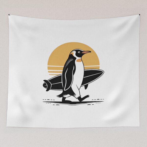 Item preview, Women's Penguin Surfer at Sunset, Funny Surfing Retro Animal Art designed and sold by faridman.